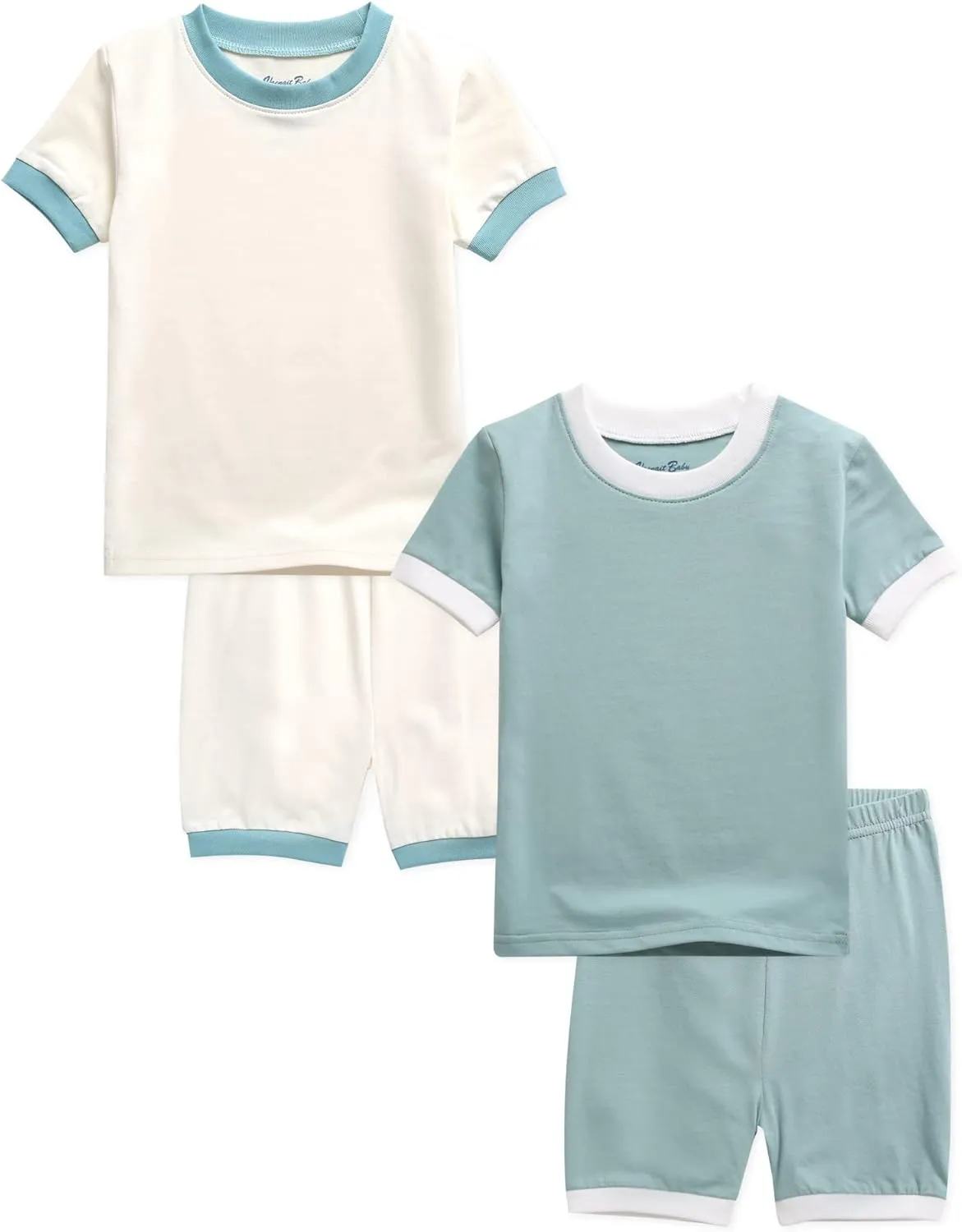 Vaenait Baby 6M-12Y Kids Boys Girls Toddler Solid Cotton Daily Short Summer Pajamas Pyjamas Sleepwear Set Macaron