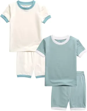 Vaenait Baby 6M-12Y Kids Boys Girls Toddler Solid Cotton Daily Short Summer Pajamas Pyjamas Sleepwear Set Macaron