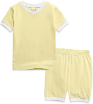 Vaenait Baby 6M-12Y Kids Boys Girls Toddler Solid Cotton Daily Short Summer Pajamas Pyjamas Sleepwear Set Macaron