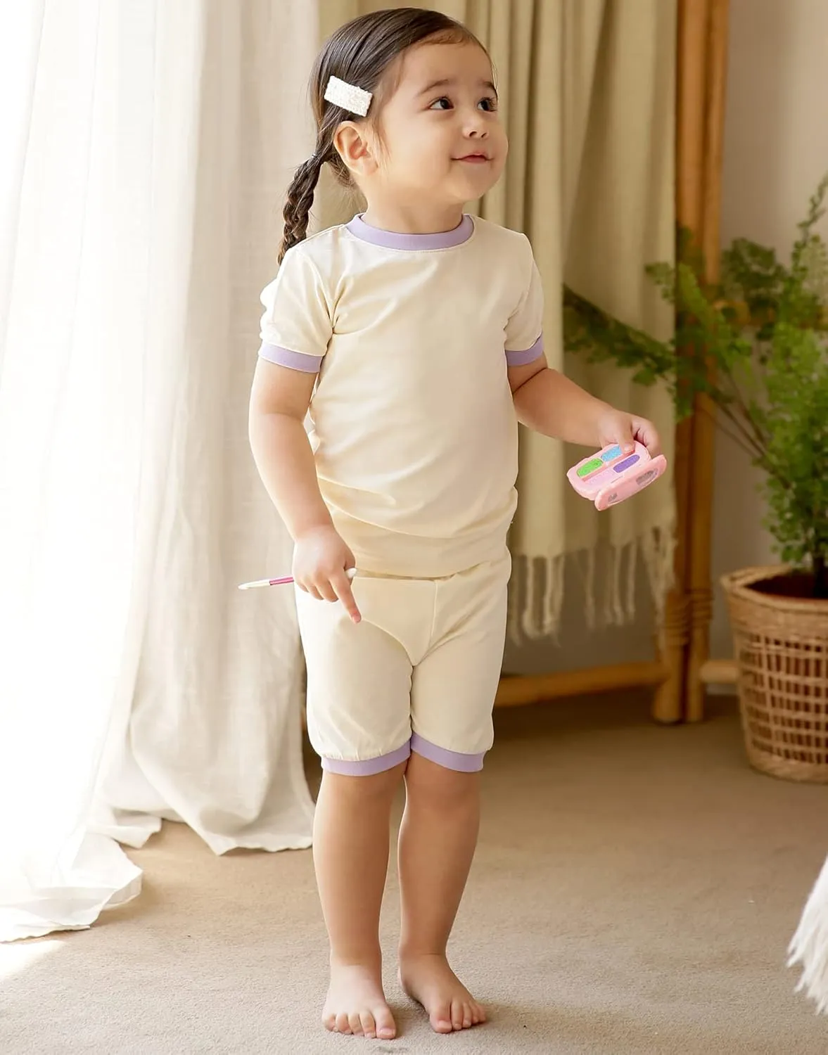 Vaenait Baby 6M-12Y Kids Boys Girls Toddler Solid Cotton Daily Short Summer Pajamas Pyjamas Sleepwear Set Macaron