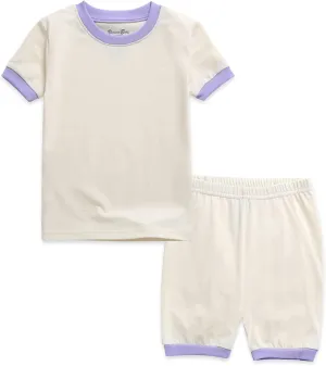 Vaenait Baby 6M-12Y Kids Boys Girls Toddler Solid Cotton Daily Short Summer Pajamas Pyjamas Sleepwear Set Macaron
