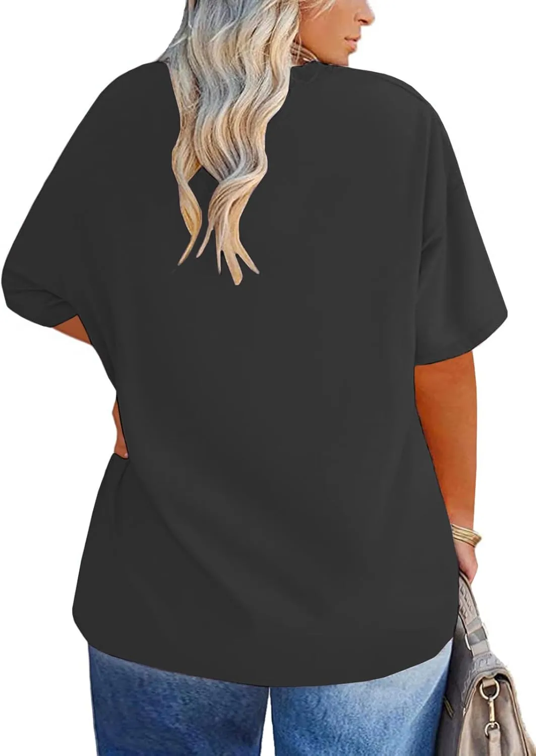 VISLILY Plus-Size-Tops for Women Casual Short Sleeve T Shirts Summer Crew Neck Tees Oversized Comfy Loose Fit Tunics XL-5XL