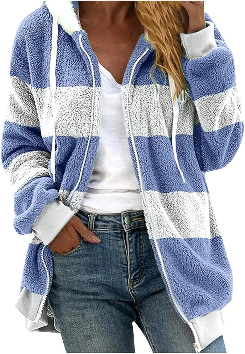 Wangxldd Ladies Fashion Casual Cardigan Sweaters Long Sleeve Zip Up Breathable Solid Hoodies Outerwear Coat Outerwear Coats