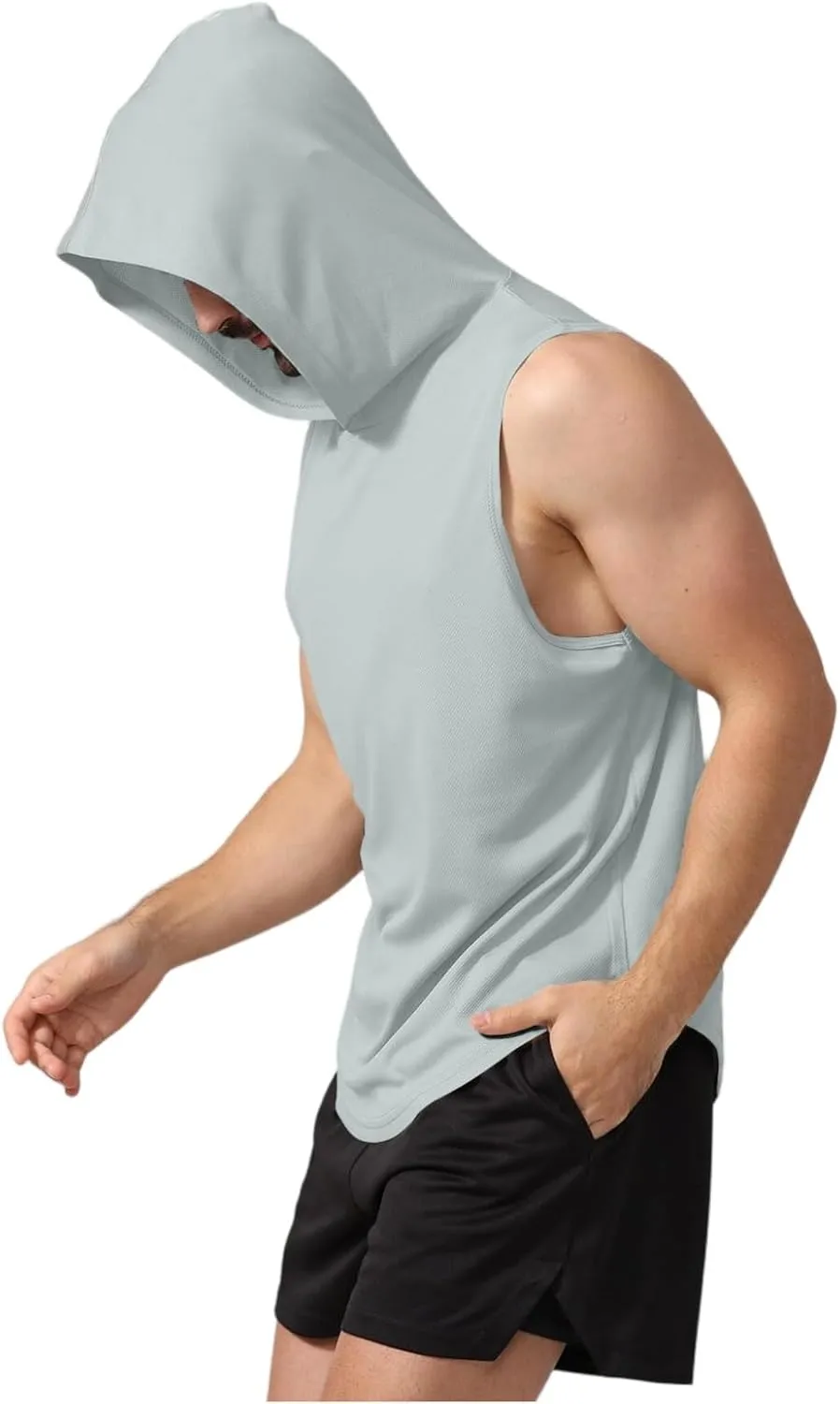 WENKOMG1 Mens Mesh Tank Tops Lightweight Breathable Quick Dry Hoodies Active Athletic Hooded Workout Tank Tops
