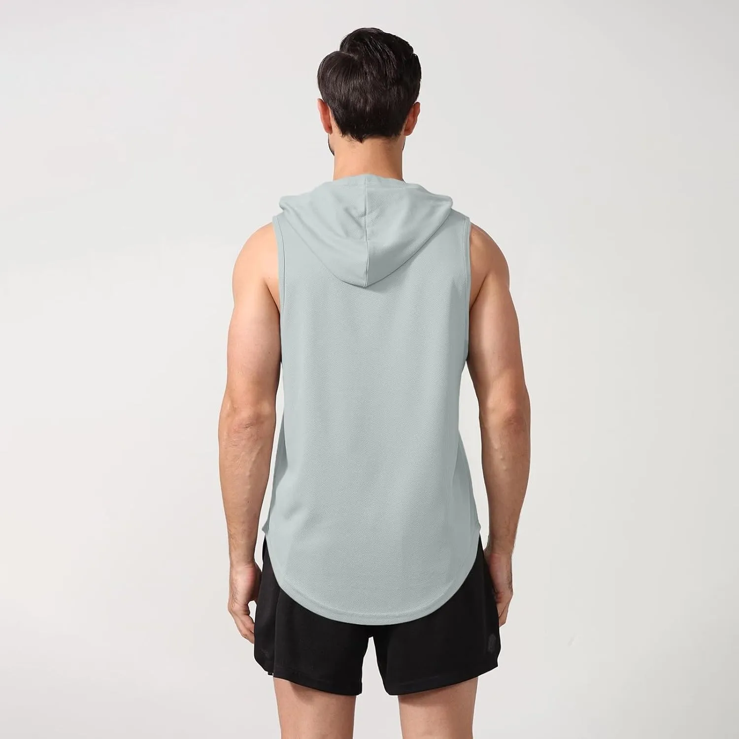 WENKOMG1 Mens Mesh Tank Tops Lightweight Breathable Quick Dry Hoodies Active Athletic Hooded Workout Tank Tops