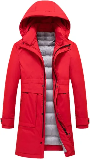 White Duck Down Hooded Jackets Men Men's Winter Warm Hooded Jackets Plus-Size