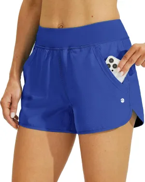 Willit Women's 3" Swim Board Shorts Swimming Bottoms with Brief Liner Quick Dry UPF 50 