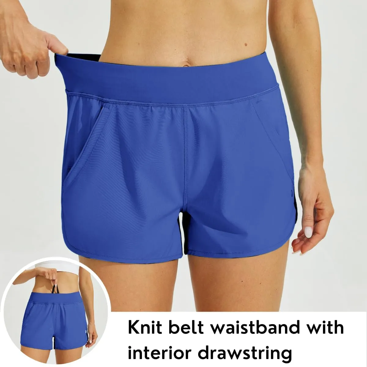 Willit Women's 3" Swim Board Shorts Swimming Bottoms with Brief Liner Quick Dry UPF 50 