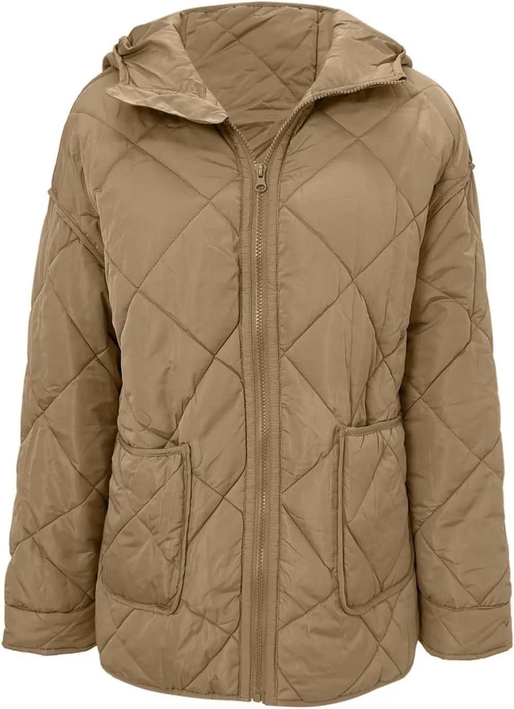 Winter Coats for Women Casual Solid Warm Quited Jacket Loose Long Sleeve Plaid Puffer Down Coat 2024 Fashion Outwear