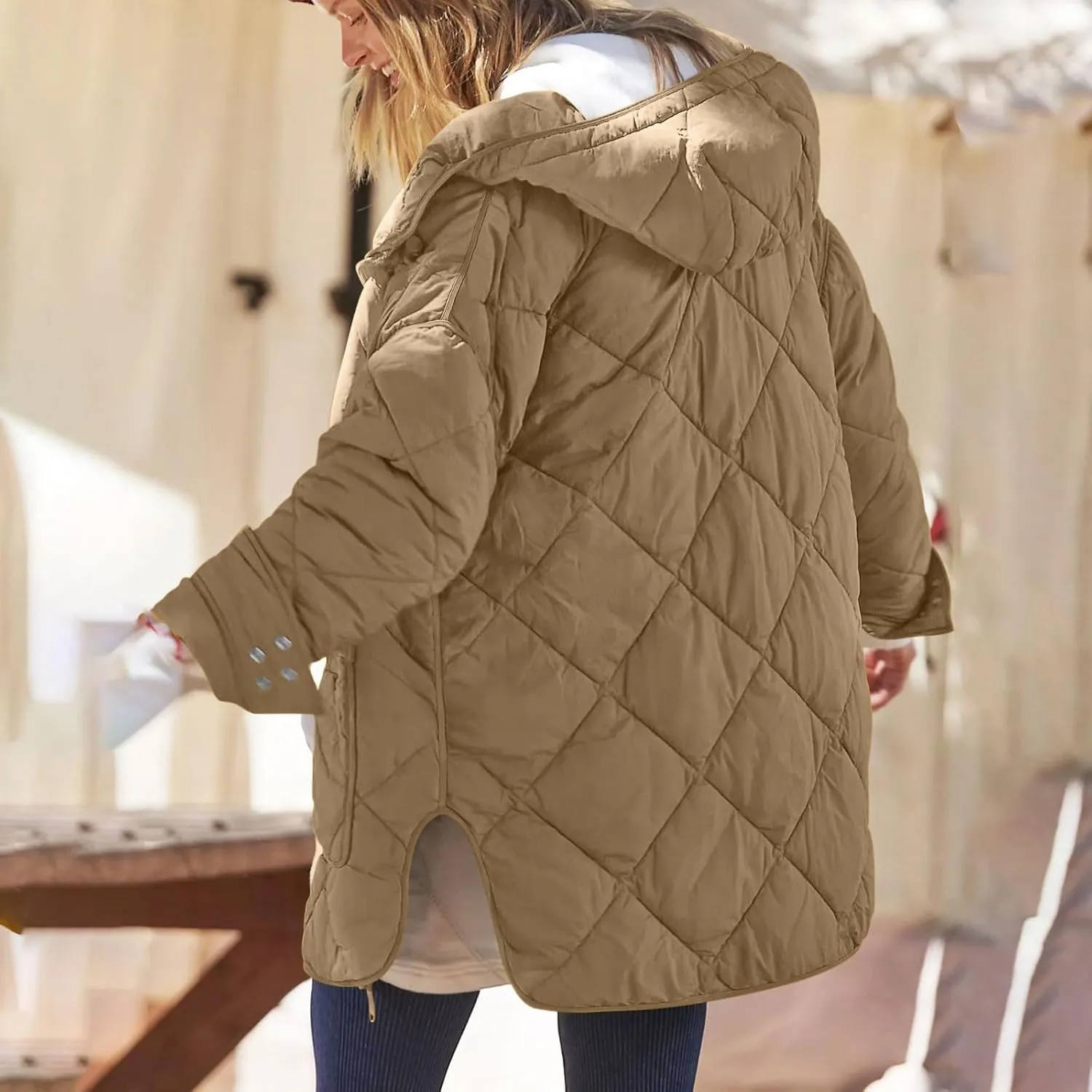 Winter Coats for Women Casual Solid Warm Quited Jacket Loose Long Sleeve Plaid Puffer Down Coat 2024 Fashion Outwear