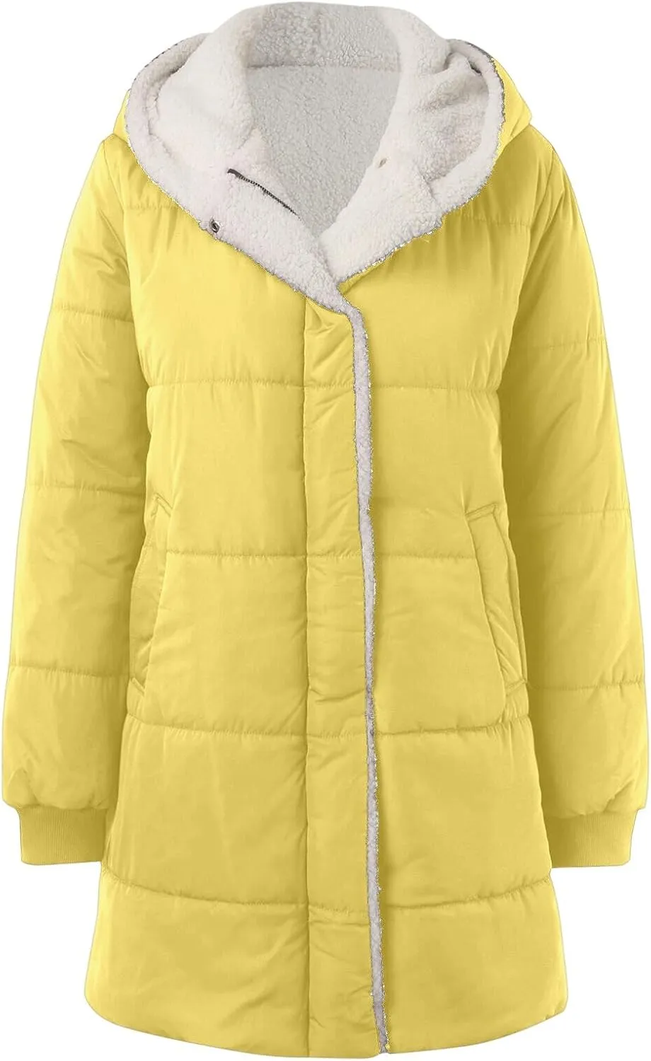 Winter Warm Coats for Women Warm Down Jacket Sherpa Fleece Lined Long Hooded Puffer Jacket Winter Fashion Clothes