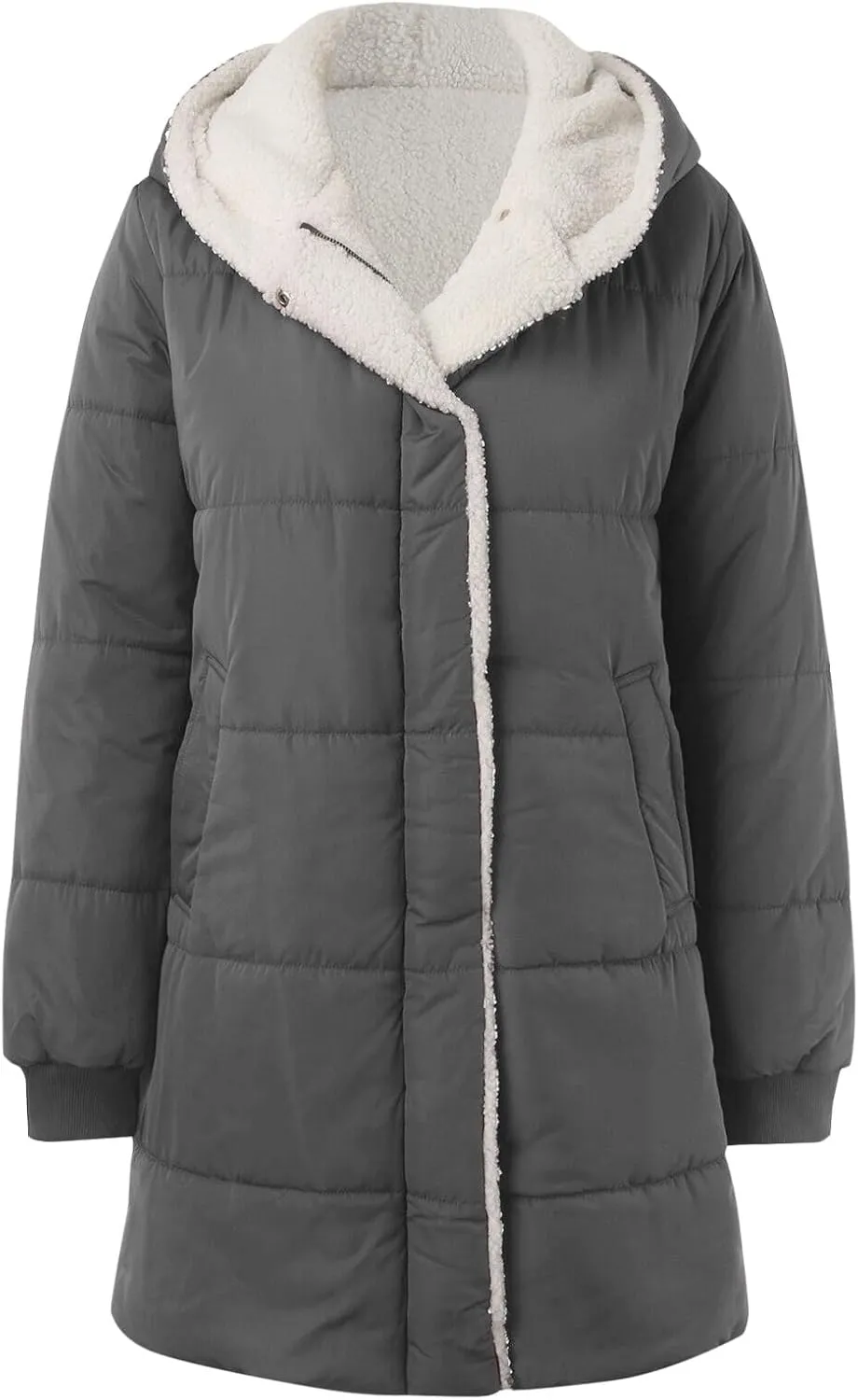 Winter Warm Coats for Women Warm Down Jacket Sherpa Fleece Lined Long Hooded Puffer Jacket Winter Fashion Clothes