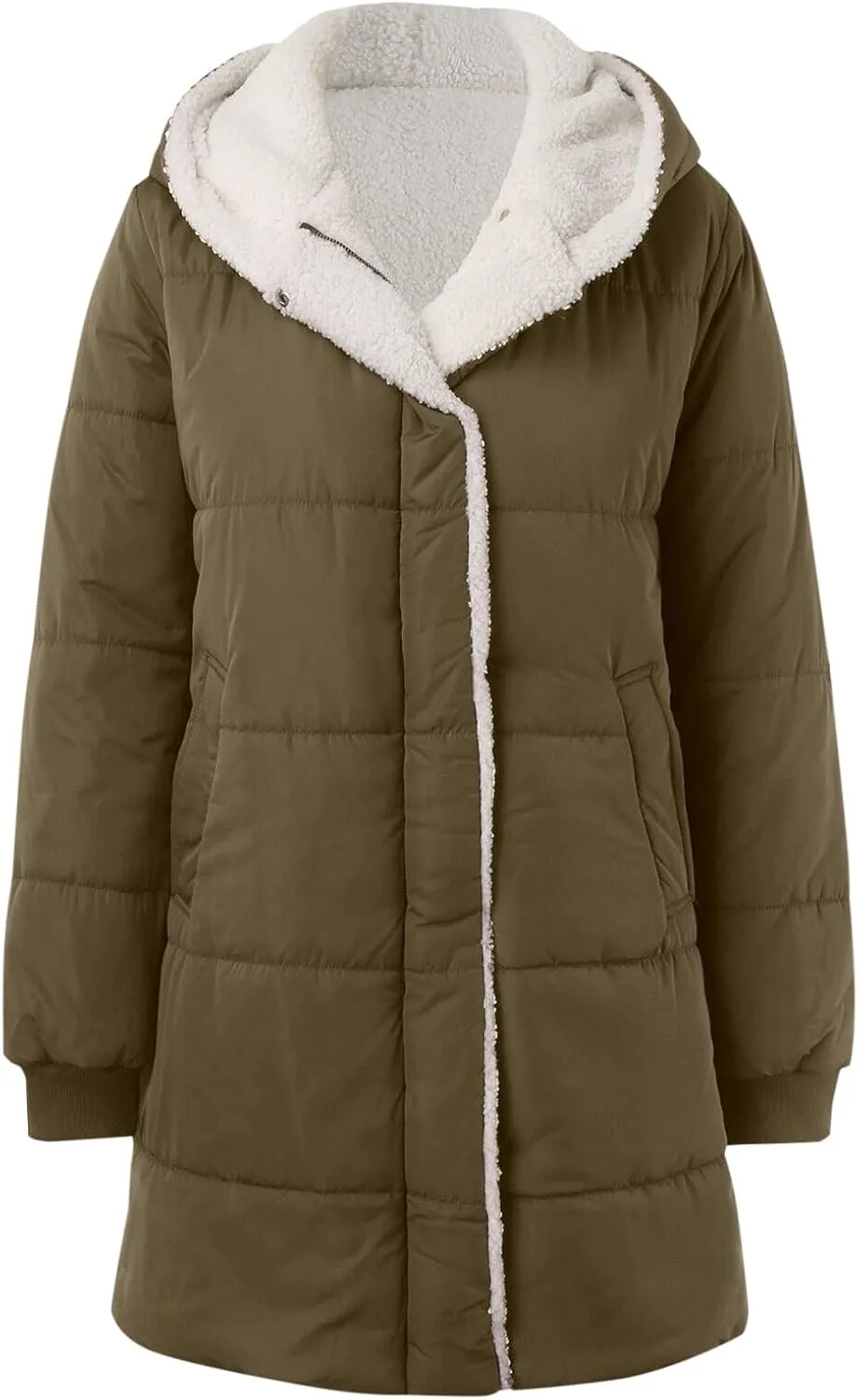 Winter Warm Coats for Women Warm Down Jacket Sherpa Fleece Lined Long Hooded Puffer Jacket Winter Fashion Clothes