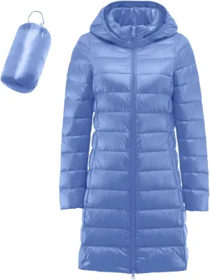 Winter Warm Jacket Womens Puffer Jacket Packable Down Jacket Lightweight Slim Fit Hooded Winter Coat with Pocket