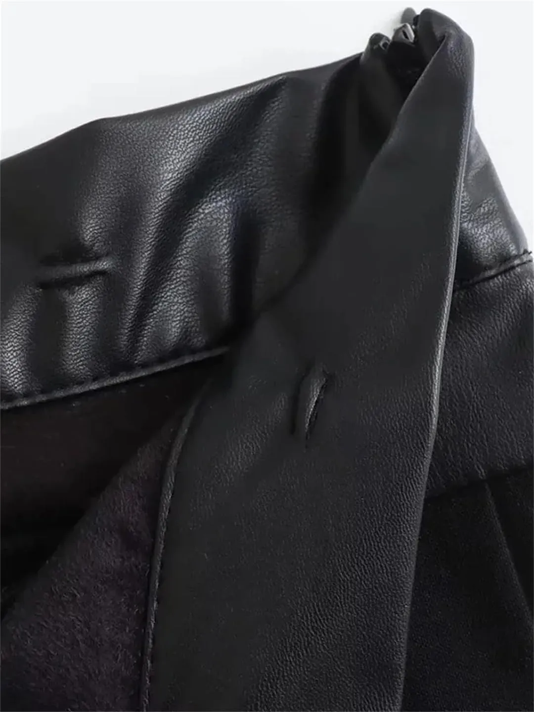 Women All Season Faux Leather Splicing Pleated Mini Skirts Slim Office Skirts Streetwear Short Skort Skirts