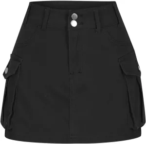 Women Casual Flap Pocket High Waist Straight Cargo Skirts Y2K Mini Skirts Solid Color Bodycon Skirts