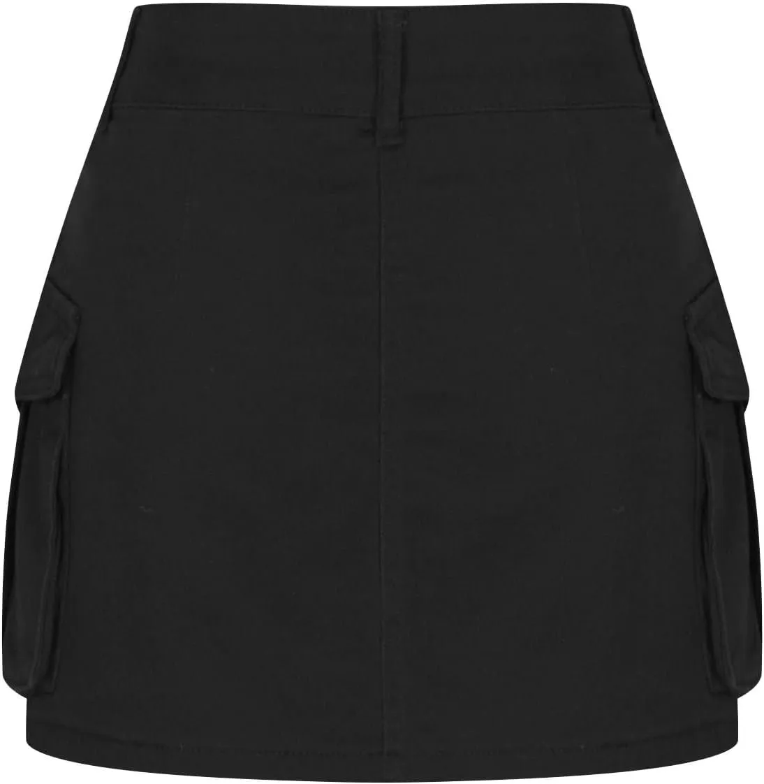 Women Casual Flap Pocket High Waist Straight Cargo Skirts Y2K Mini Skirts Solid Color Bodycon Skirts