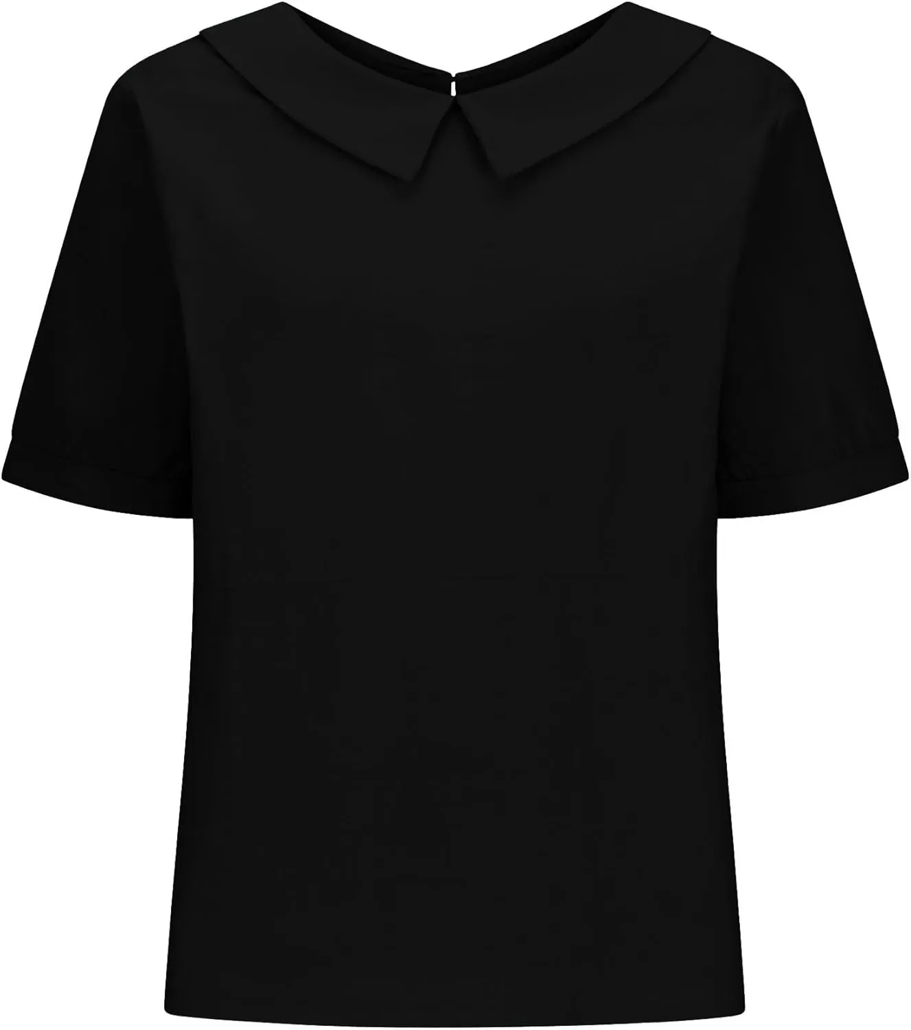 Women Cotton Linen Tops Summer Solid Collared Short Sleeve Shirt Casual Loose Tunic Tops Blouses 2024