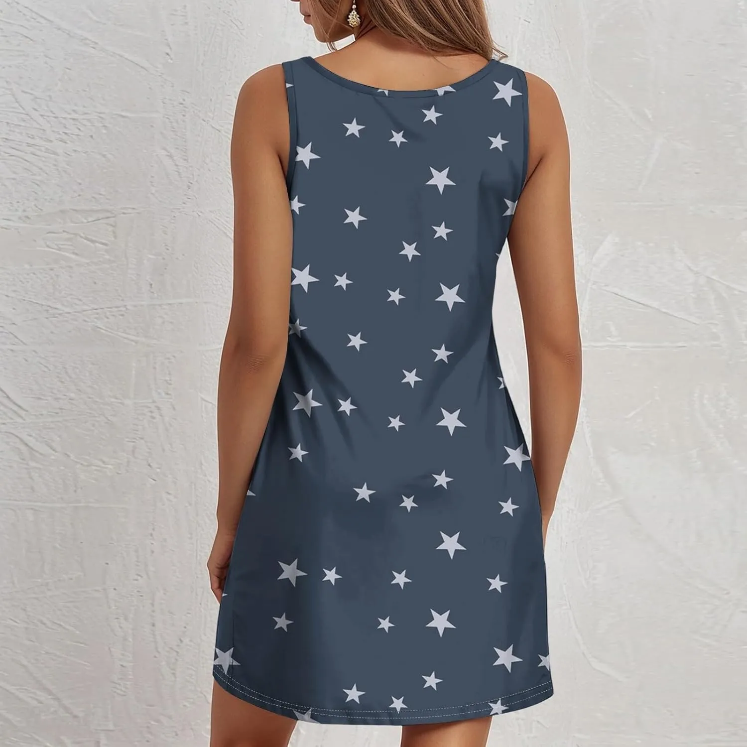 Women Cotton Tank Dress for Summer Casual Loose Fit Dresses Beach Cover Up Sleeveless T-Shirt