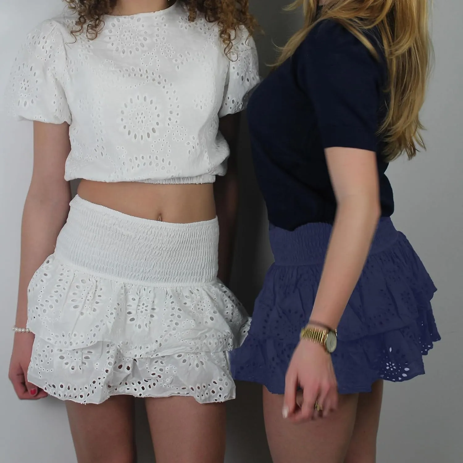 Women Floral Lace Mini Skirts Y2K Low Waist Pleated Ruffled Hem Layered Skirts Short Skirts Aesthetic Streetwear