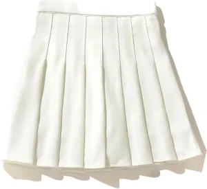 Women High Waist Pleated Skirts A-line Sailor Preppy Pleated Mini Skirts Hip-Covering Solid Skirts