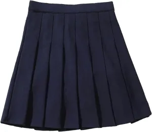 Women High Waist Pleated Skirts A-line Sailor Preppy Pleated Mini Skirts Hip-Covering Solid Skirts