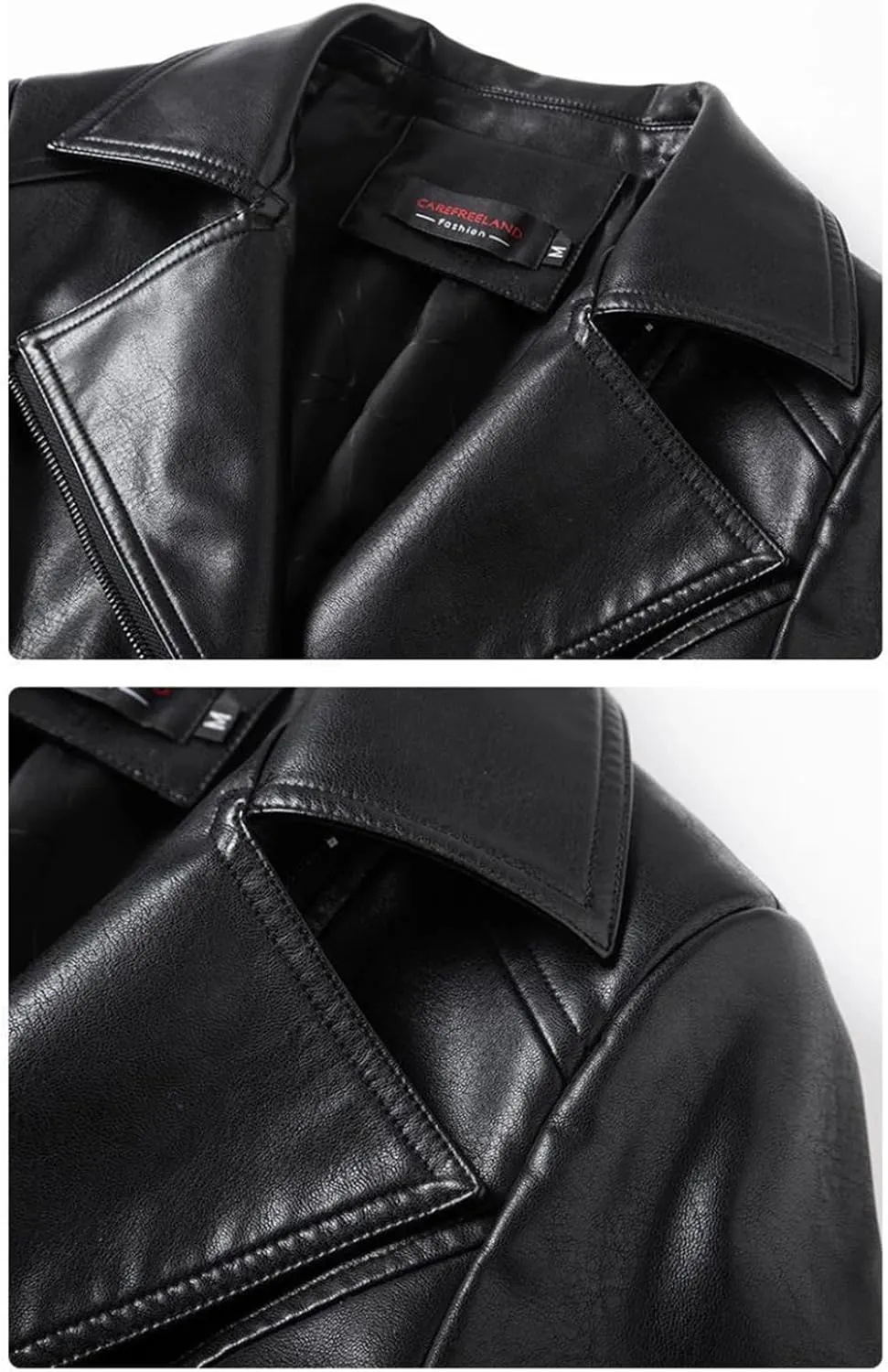 Women Lapel Collar Sleeve Leather Coats Zipper Short Moto Biker Jackets Black Sheepskin Jackets