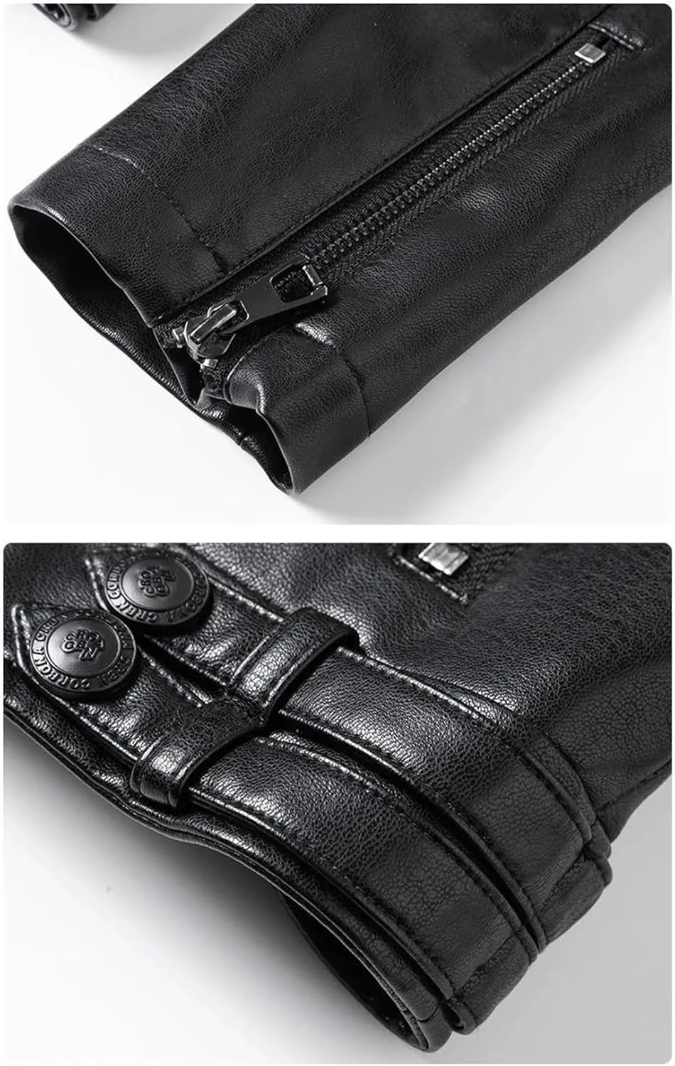 Women Lapel Collar Sleeve Leather Coats Zipper Short Moto Biker Jackets Black Sheepskin Jackets
