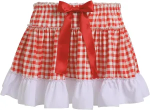 Women Men Sissy Plaid Mini Skirts Gingham Pleated Lace A Line Ruffle Short Skirts Halloween Cosplay Costume Skirts