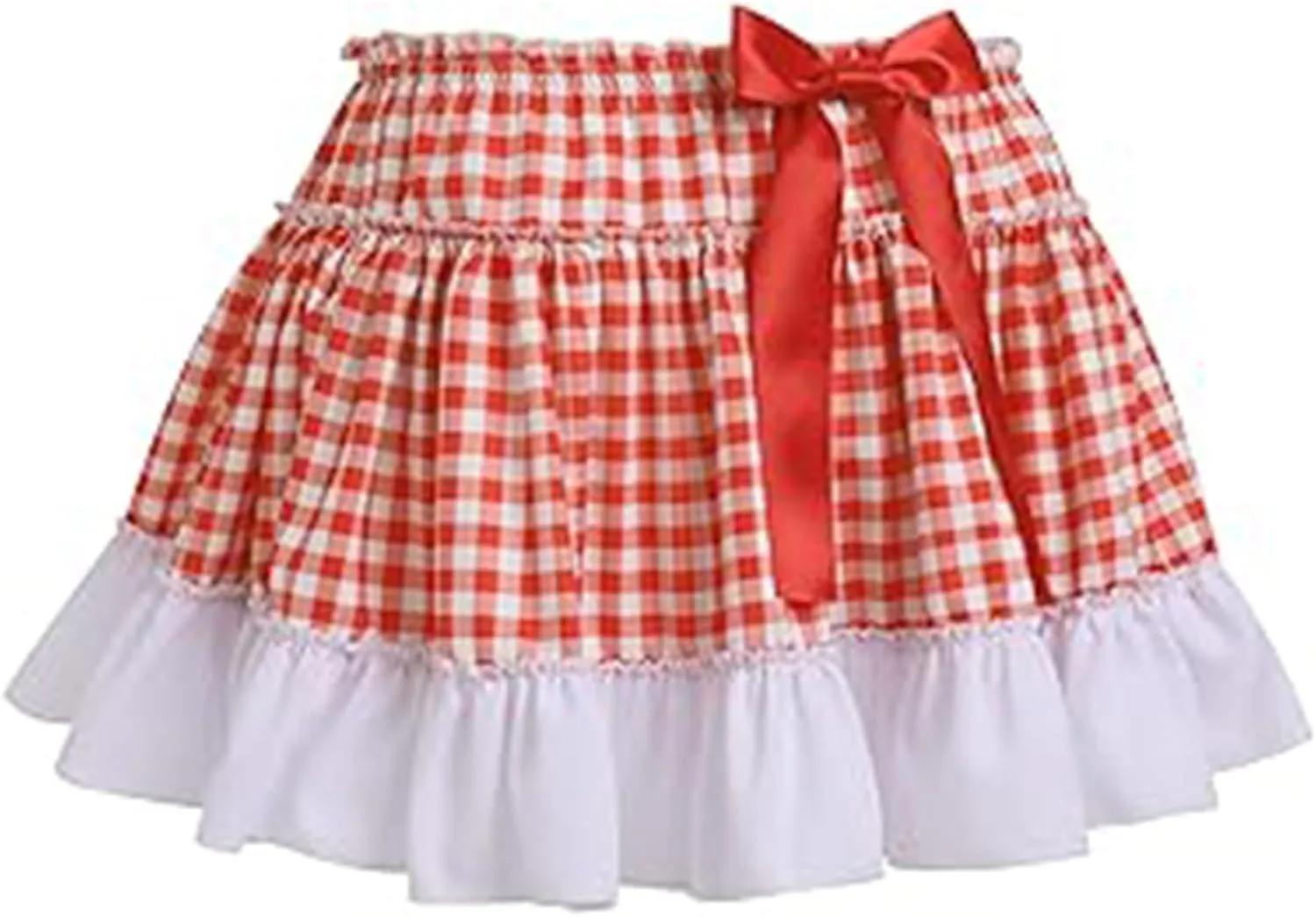 Women Men Sissy Plaid Mini Skirts Gingham Pleated Lace A Line Ruffle Short Skirts Halloween Cosplay Costume Skirts