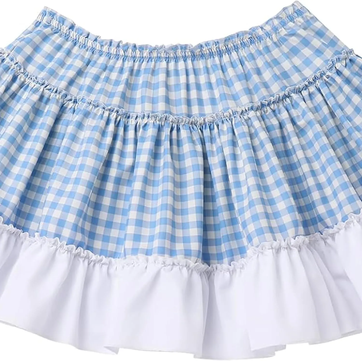 Women Men Sissy Plaid Mini Skirts Pleated Lace A Line Ruffle Short Skirts Gingham Halloween Cosplay Costume Skirts