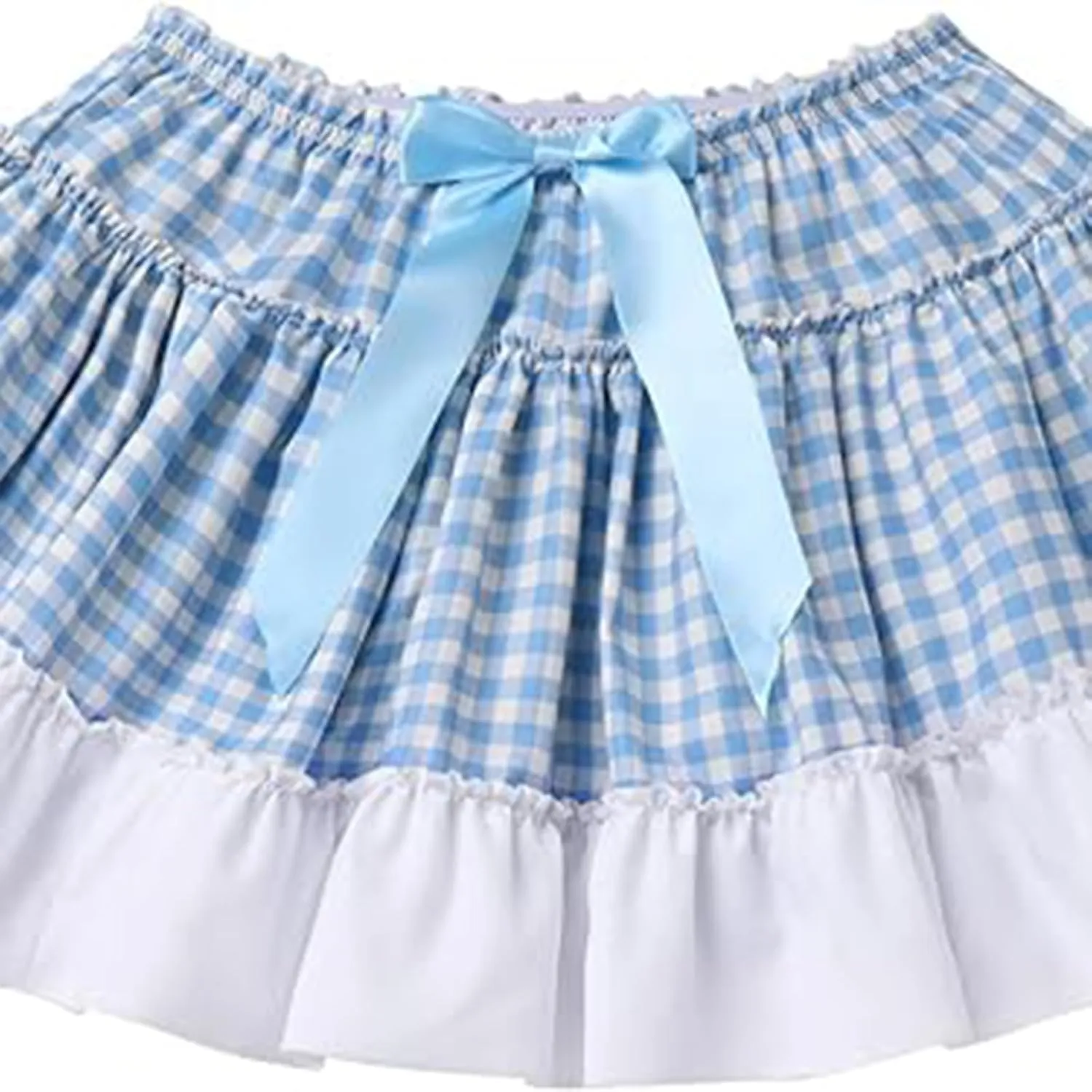 Women Men Sissy Plaid Mini Skirts Pleated Lace A Line Ruffle Short Skirts Gingham Halloween Cosplay Costume Skirts