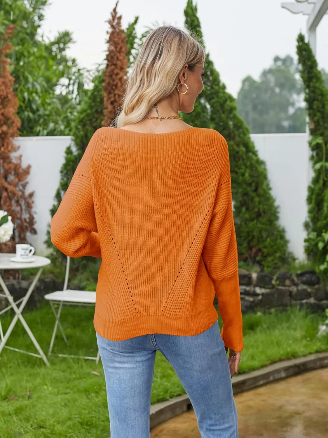 Women Off The Shoulder Sweater Batwing Long Sleeve Loose Fit Knit Pullover Tops Casual Fall Jumper Tops 2024