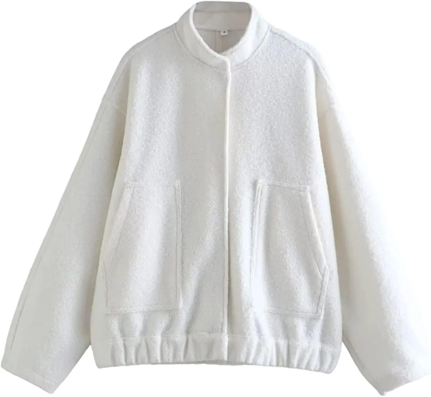 Women Oversized Long Sleeve Shacket Jackets Wool Blend Coat Button Down Outerwear Bomber Jackets