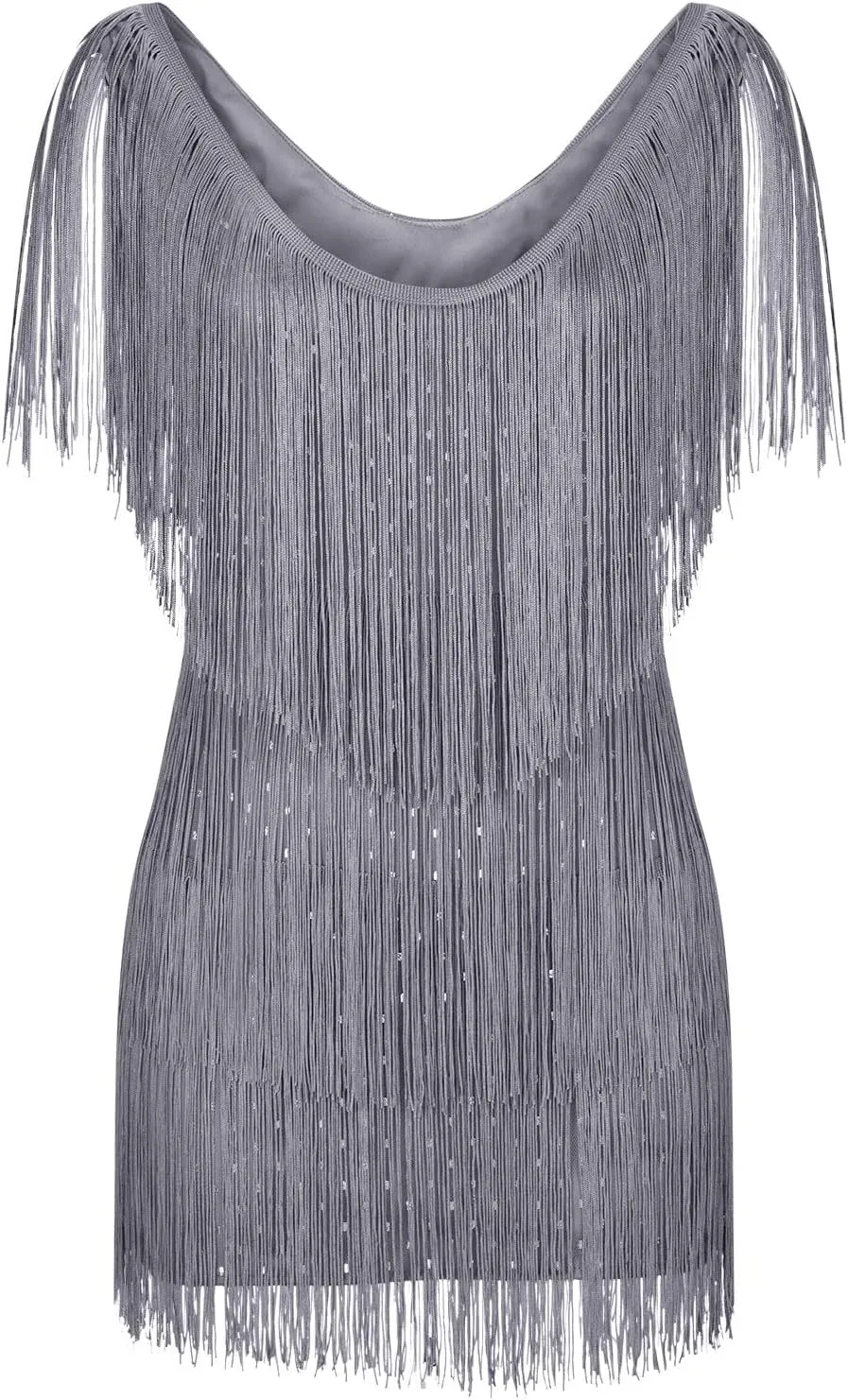 Women Sexy Deep V-Neck Bodycon Dress Summer Layered Fringe Tassel Flapper Dresses Club Party Prom Mini Strap Dress