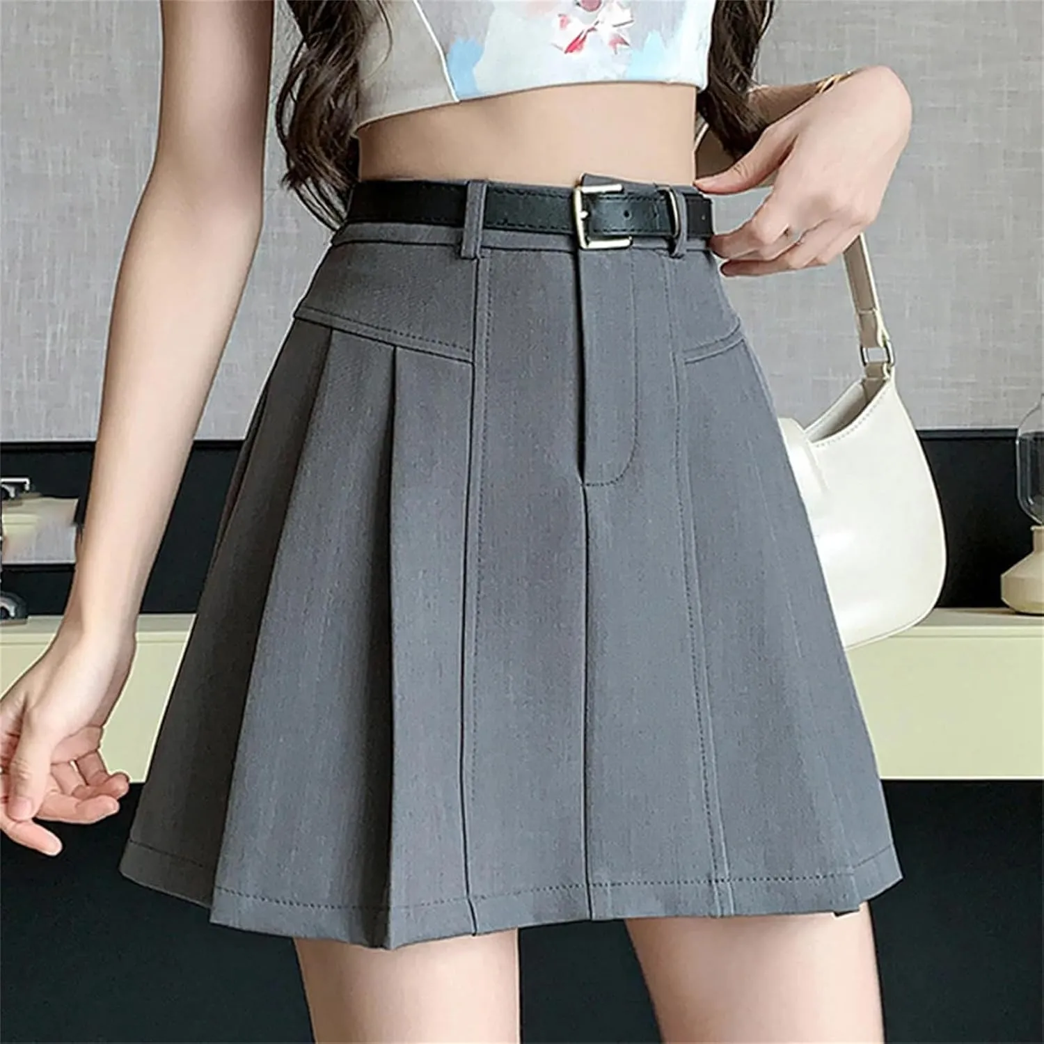Women Sexy Pleated Mini Skirts High Waist Spring Summer Vintage A-Line Skirts Tennis Student Dance Pleated Skirts
