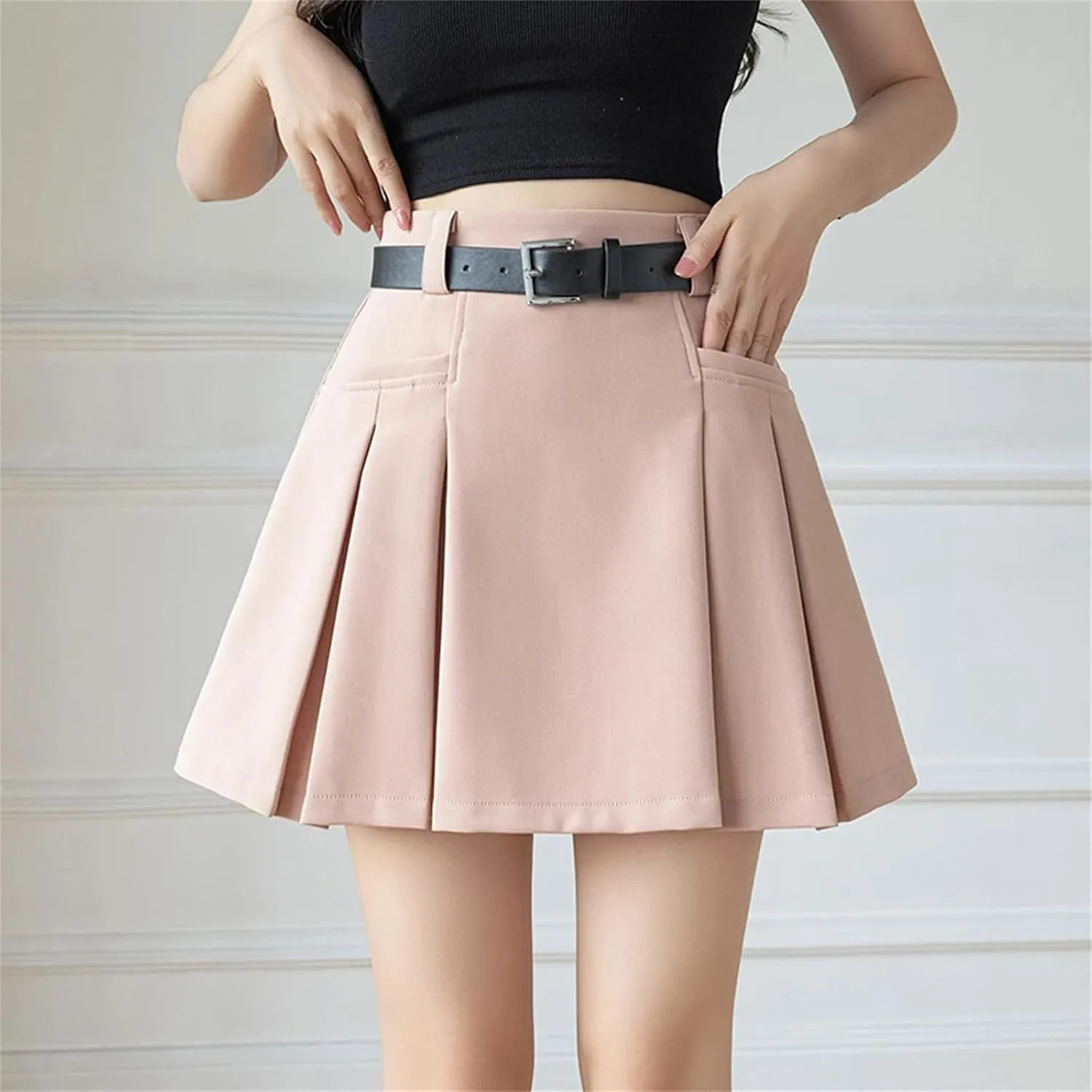 Women Sexy Pleated Mini Skirts High Waist Spring Summer Vintage A-Line Skirts Tennis Student Dance Pleated Skirts