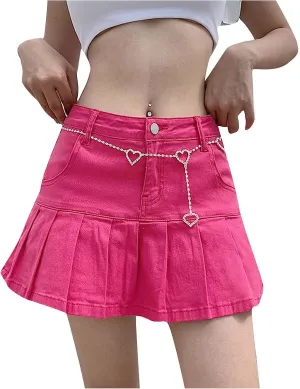 Women Skirts High Waist Pleated Skirts Zipper Mini Skirts Streetwear Skir Leather Lace up Skirt