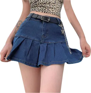 Women Skirts High Waist Pleated Skirts Zipper Mini Skirts Streetwear Skir Leather Lace up Skirt