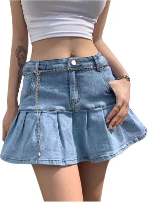 Women Skirts High Waist Pleated Skirts Zipper Mini Skirts Streetwear Skir Leather Lace up Skirt