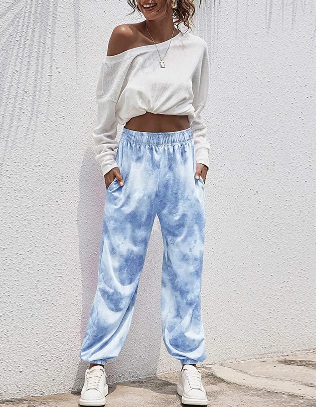 Women Sweatpants Joggers High Waist Tracksuit Bottoms Harem Pants with Pockets Running Workout Casual Lounge Wear