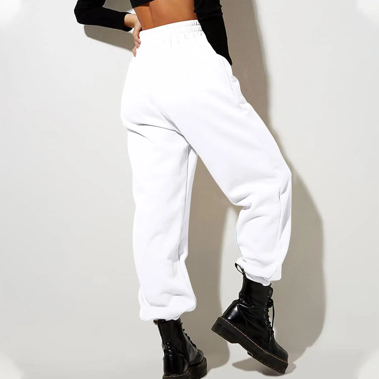 Women Sweatpants Lounge High Waisted Jogger Sweat Pants Baggy Drawstring Elastic Straight Leg Bottoms Trousers
