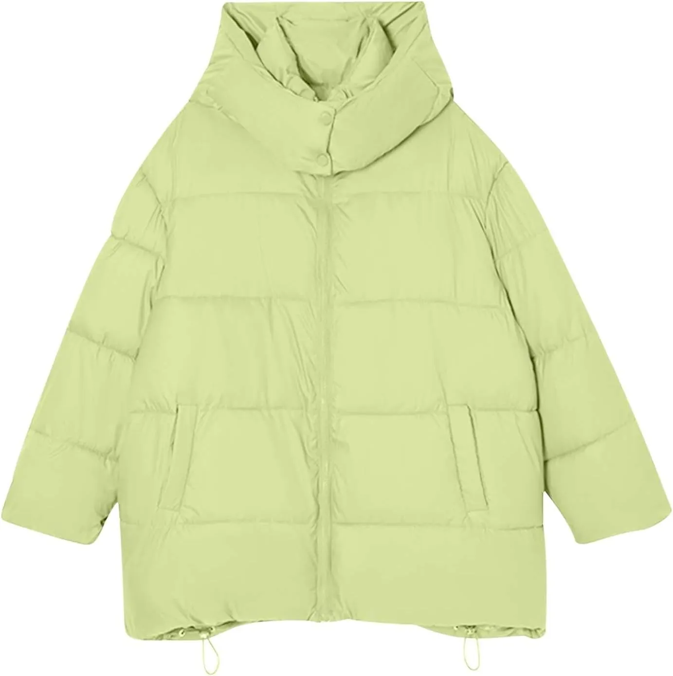 Womens 2024 Winter Coats with Hood Puffer Jackets Zip Up Parkas Long Sleeve Padded Warm Down Coats Casual Outerwear