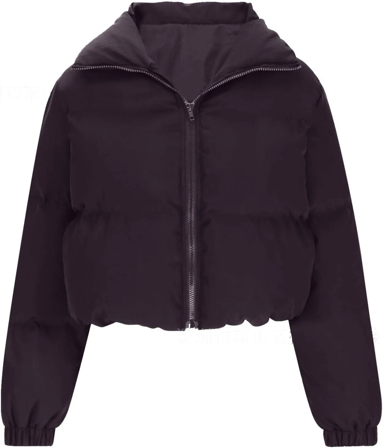 Women's 2024 Winter Long Sleeve Zip Cropped Short Puffer Jacket Parkas Pockets Baggy Down Coats Warm Quilted Jacket