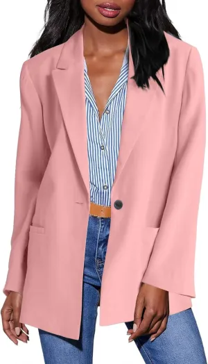 Womens Blazer Jacket Lapel Collar Trendy Work Office Blazer Jackets Outerwear Business Casual Suit Jackets