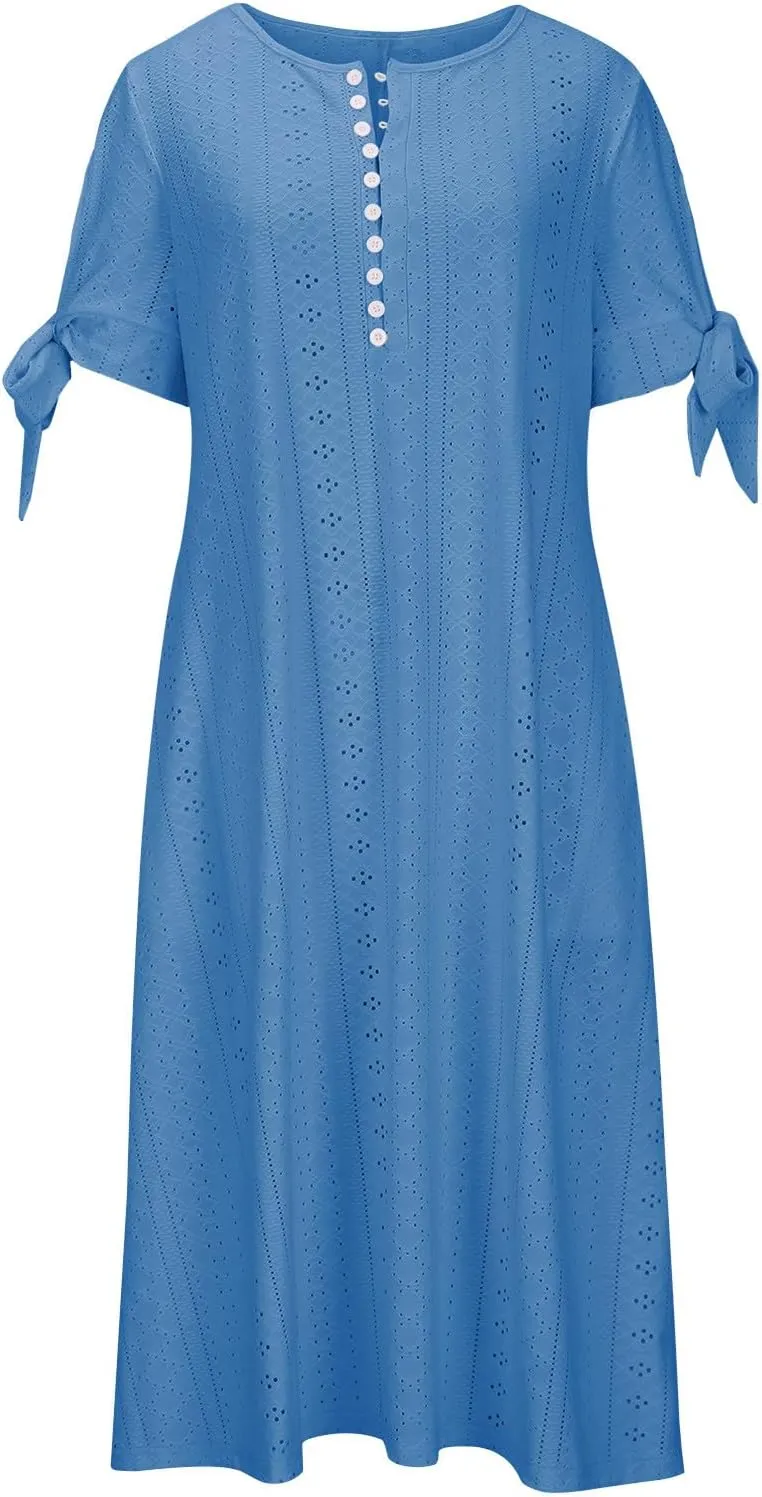 Womens Bohemian Maxi Long Dress V Neck Beach Vacation Dresses Flowy Fashion Casual Travel Outfits with Pockets