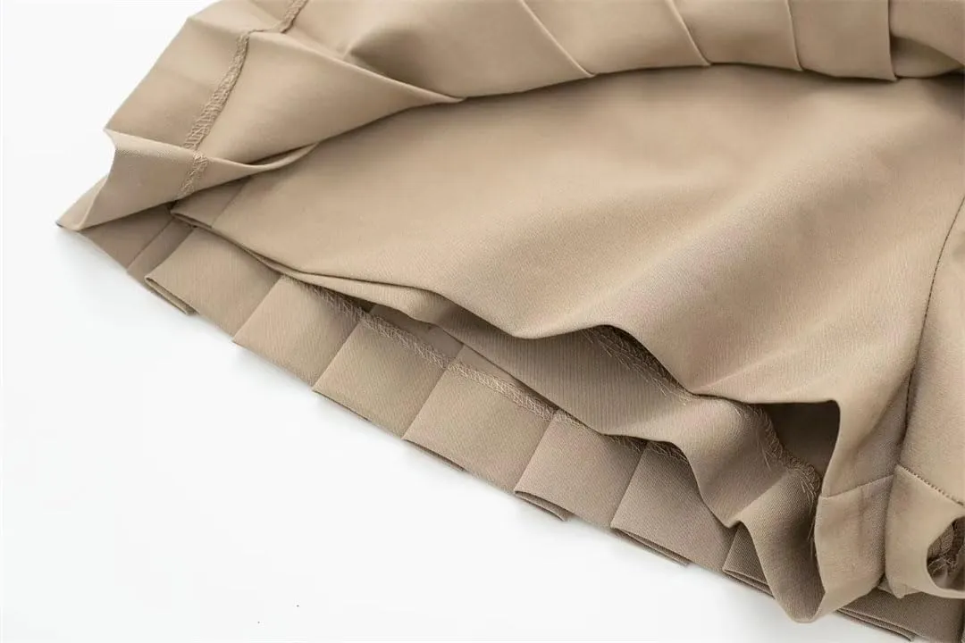 Women's Box Pleated Mini Skirts for Black Mid Rise Skirts Belt Office Short Skirts Streetwear Skirt Skort