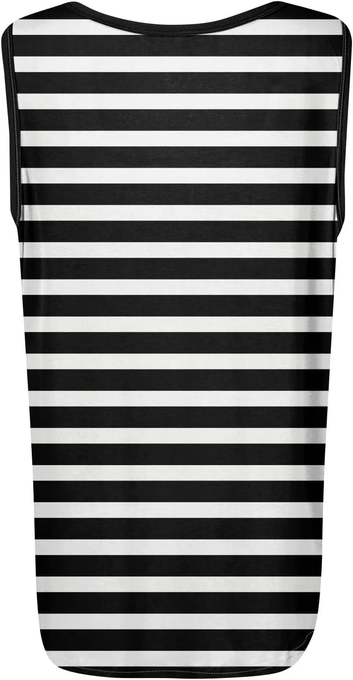 Women's Casual Red and White Striped Sleeveless Top Summer Fashion Square Neck Tank for Everyday Wear