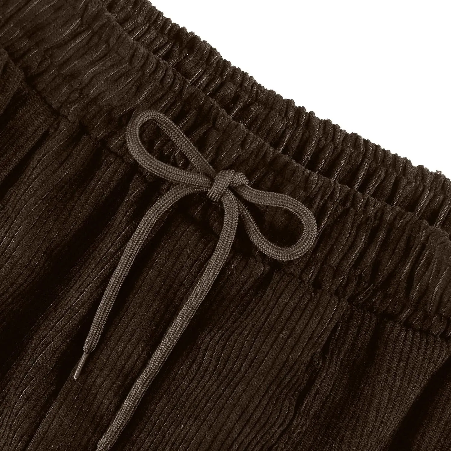 Women's Corduroy Pants Casual Drawstring Elastic High Waist Straight Leg Bottoms Fall Winter Comfy Trousers