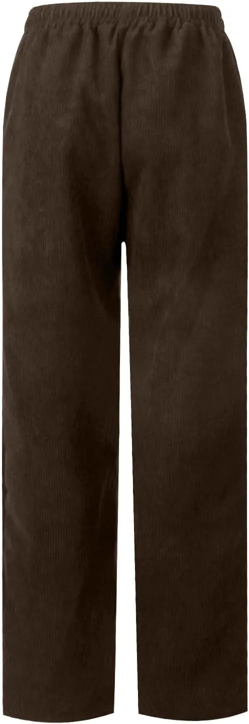Women's Corduroy Pants Casual Drawstring Elastic High Waist Straight Leg Bottoms Fall Winter Comfy Trousers
